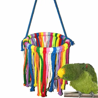 Pet Bird Parrot Toy Cotton Rope Chewing Bite Cage Hanging Accessories Swing Climb Chew Toys for