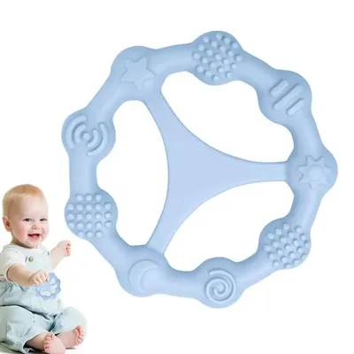 Textured Teether Multi-Textured Chew Toy Wheel For Babies Soft Food Grade Easy To Hold Hand Molar