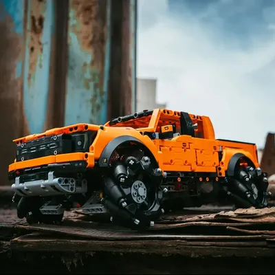 1:10 Orange Technical Car Compatible 42126 Pickup Truck Off Racing Car Building Block Model Vehicle