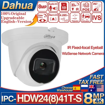 Original Dahua IPC-HDW2441T-S 4MP WizSense IP Camera 4k 8MP IPC-HDW2841T-S POE IP67 Built in MiC &