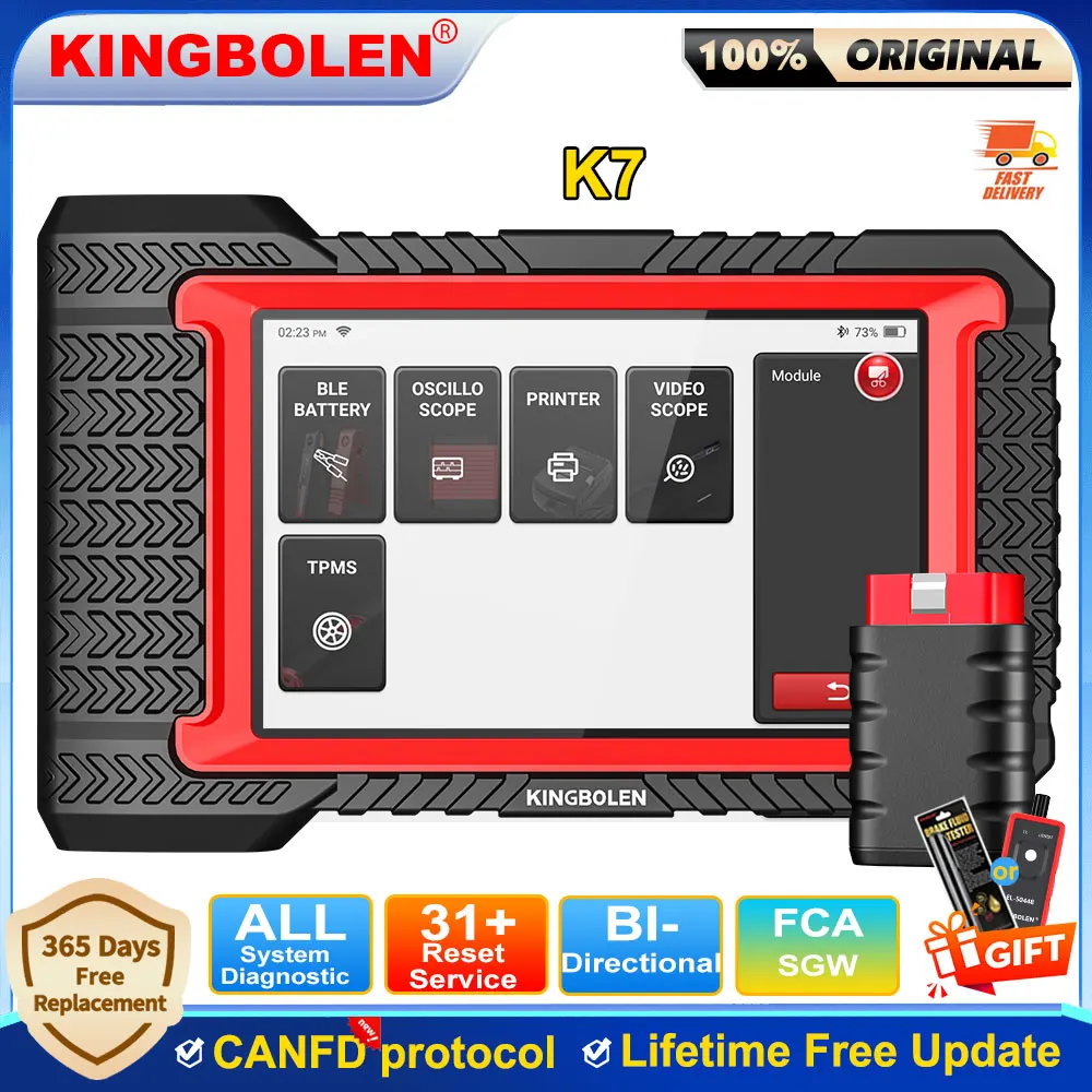 KINGBOLEN K7 Full System Diagnostic Tool Auto OBD2 Scanner 31 Resets CANFD ECU Coding lifetime free upgrade pk Thinkscan Max 2