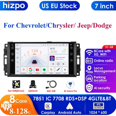 Carplay 4G 7'' 2din Android Car Radio for Jeep Cherokee Compass Commander Wrangler 300C Dodge