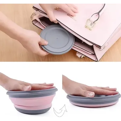 3pcs/set Silicone Folding Lunch Box with Lid Portable Picnic Camping Bowl Set Kitchen Tableware Kit