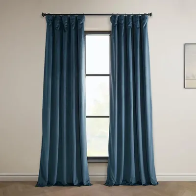 Heritage Plush Velvet Curtains 96 Inches Long Room Darkening Curtains for Bedroom & Living Room 50W