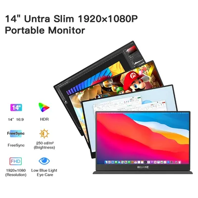 Hot sale 14" Portable Monitor, 1080P 72% NTSC 100% sRGB USB C HDMI Travel Monitor for Laptop,