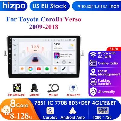 7862 Android 13 Car Radio for Toyota Corolla Verso AR10 2009-2018 Multimedia Player 2Din Carplay