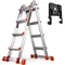 Removable Tool Tray with Stabilizer Bar, 330 lbs Weight Rating Telescoping Ladder for Household or