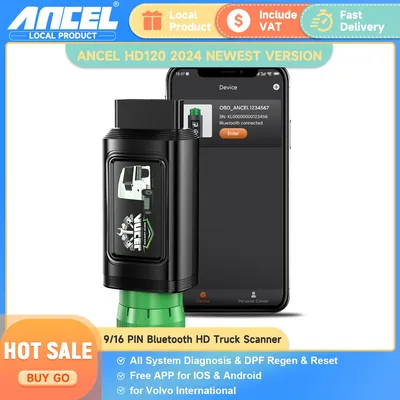 ANCEL HD120 Bluetooth Heavy Duty Truck Scanner All System D.P.F Regen Diesel Truck Scan Diagnostic