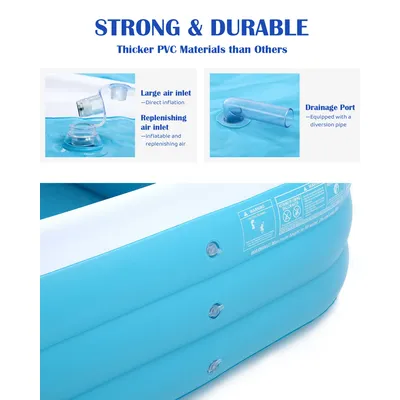 Inflatable Swimming Pool Inflatable Swim Center 120 × 72 × 22 Inch in Outdoor Backyard Summer-Blue