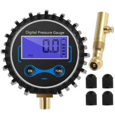 Digital Tire Pressure Gauge 200PSI Tire Inflator Pressure Gauge with 360° Rotatable Nozzle Accurate