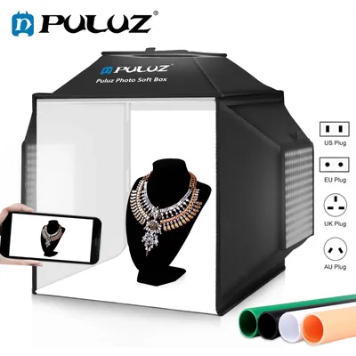 PULUZ 40cm Photo Studio Light Box 4 Colors Backdrops,72W 5500K Photo Softbox Foldable Photography