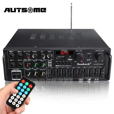 326BT 2000W 2.0 Channel bluetooth Audio Power Amplifier 12V/220V AV HiFi Amp Speaker with Remote