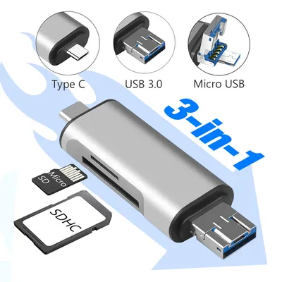 OTG Micro SD Card Reader USB 3.0 Micro USB Type C Card Reader For USB Micro SD Adapter Flash Drive