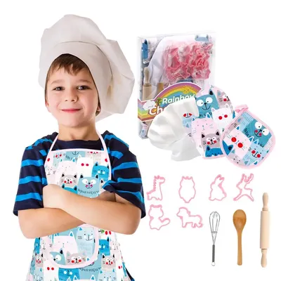 13pcs Kids Kitchen Toy Set Cooking And Baking Set Children Chef Apron Costume Role Play Pretend Play