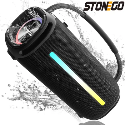 Portable wireless subwoofer with charging cable, for clear and powerful sound anytime. Outdoor