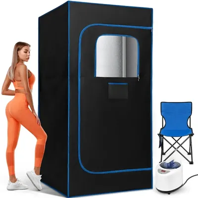 Portable Steam Sauna Tent Sauna Box with 2.6L Steamer, Remote Control, Folding Chair, 9 Levels 2.6’