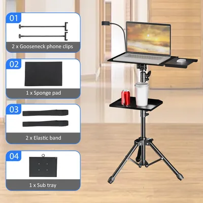 145cm Projector Tripod Stand Laptop Tripod Adjustable Height 23 to 63" Standing Desk Outdoor