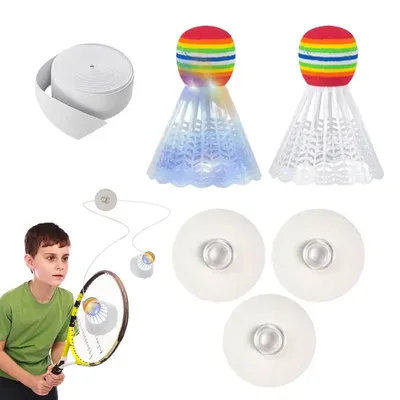 Badminton Rebound Trainer Badminton Single Training Set With Glowing Ball Height Adjustable