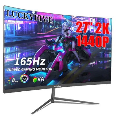 27 Inch 2K 165Hz Curved Gaming Monitor with Speakers, 1ms Response Time, Wide Viewing Angle, VESA