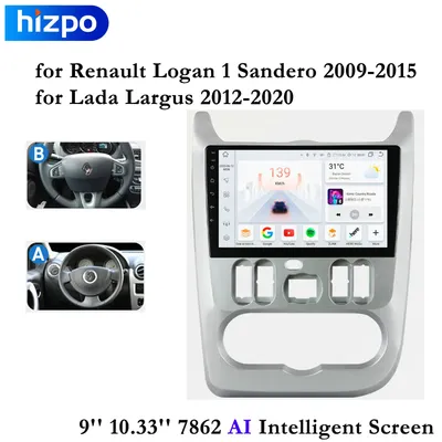 Hizpo Carplay 4G 9'' 10.33'' 8+128 2din Android Car Radio for Renault Logan 1 Sandero for Lada