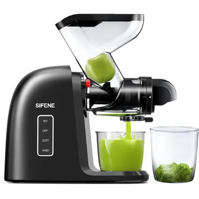 SiFENE Slow Masticating Juicer - Cold Press Machine for Whole Fruits & Vegetables - Anti-Clog, Easy