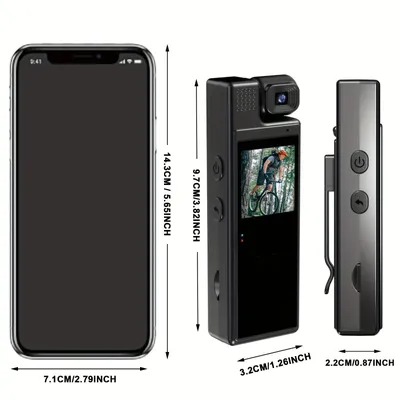 1080P Mini Camera Wearable Video Recorder with 180° Rotatable Lens, 1.3-inch Display for Security