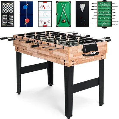 2x4ft 10-in-1 Combo Game Table Set for Home, Game Room, Friends & Family w/Hockey, Foosball, Pool,