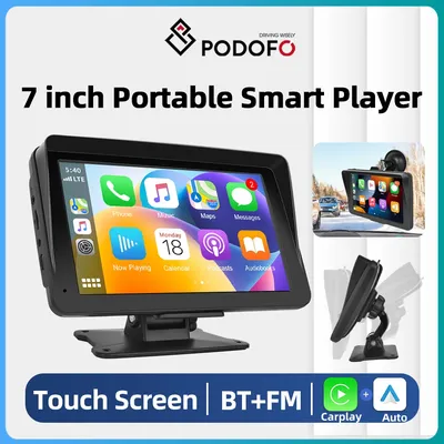Podofo 7'' MP5 Monitor For Universal Multimedia Video Player Wireless Carplay Android Auto Car Radio