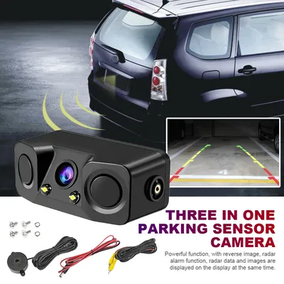 Car Reverse Backup Radar Sensor Kit 3 In 1 Car Night Vision Rear View Camera Parking Sensor with