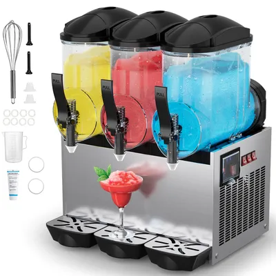 3 x 12L Commercial Slushy Machine Double Drink Dispenser Cold Juice Beverage Maker Stainless Steel