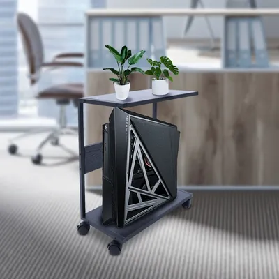 Computer Tower Stand, PC Stand 2-Tier CPU Stand with Lockable Wheels Under Desk Fits Most PC (Black