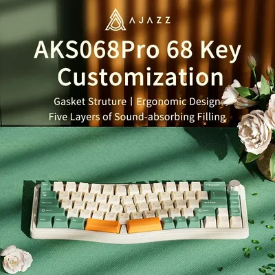 Ajazz AKS068 Pro 68 keys Gaming Mechanical Keyboard RGB Ergonomic Hot-Swapp Bluetooth Wireless