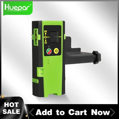 Huepar Digital Laser receiver Outdoor Cross Line Laser Level Detector Green Color Pulsing With Clamp