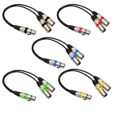 3Pin XLR Female Jack To Dual 2 Male Plug Y Splitter 30cm Adapter Cable Wire for Amplifier Speaker