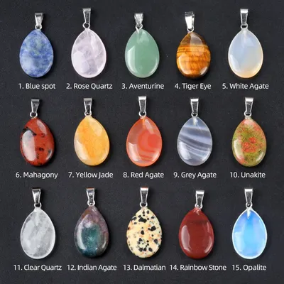 16x24mm Flat Water Drop Pendant Natural Crystal Agate DIY Pendant For Handmade Gift