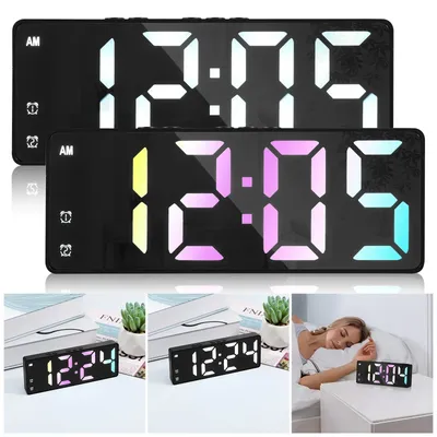 LED Display Alarm Clock Desktop Clock Digital Alarm Clock 5 Level Dimmable Digital Display Alarm