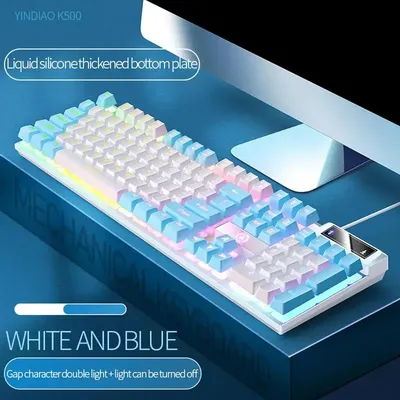 Wired Computer Keyboard 104 Keys Mechanical Feel Keyboard Luminous Computer Keyboard Game Keyboard