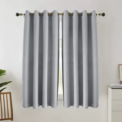 52 in. W x 108 in. L 100% Total Heavy-Duty Linen Textured Thermal Blackout Curtains, Light