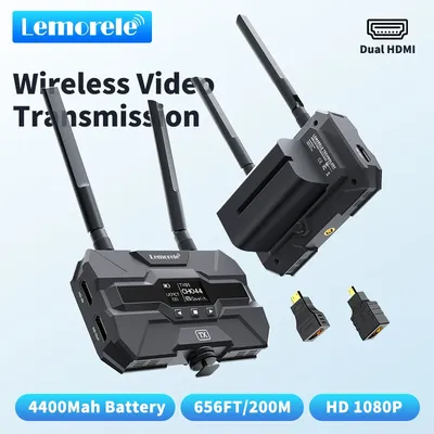 Lemorele R200 Wireless Transmission with dual HDMI Display Extender kit 200M Support NP-F750 5.8Ghz