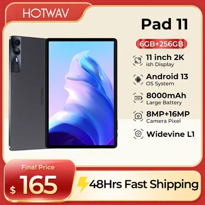 HOTWAV Pad 11 Tablet with Keyboard 11 inch 2K 8000mAh 12(6+6)GB 256GB Widevine L1 Android 13 Low