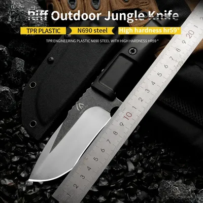 HUANGFU high-quality N690 steel fixed blade, straight outdoor knife, wilderness survival knife, G10