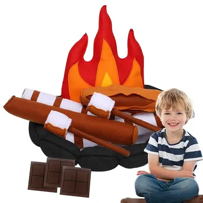 Plush Campfire Set 15pcs Pretend Plush Fake Fire Toy Log Pillow Soft Safe Campfire For Pretend Play