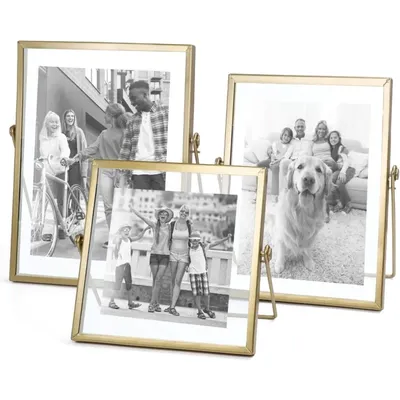 Glass Photo Frame Collection, Simple Metal Geometric Photo Frame with Glass Cover, Hand Welded