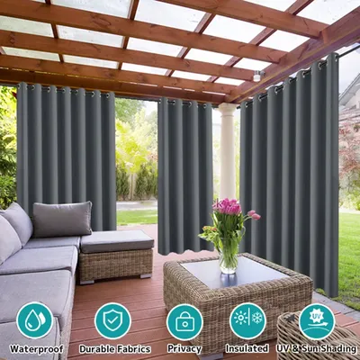 Outdoor Curtains Waterproof Garden UVexterior Curtain Sunlight Blackout Curtain for Patio Porch