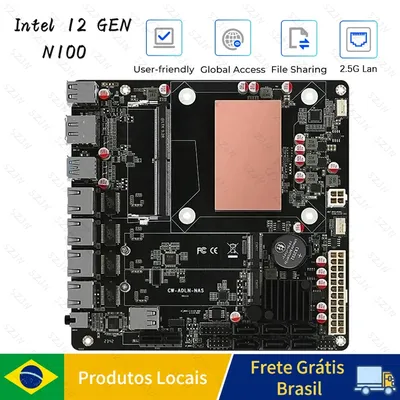 N100 Six-Bay NAS Motherbaord Board/4 Network 2.5G/6 SATA3.0/2 M.2 NVMe/115X Radiator ITX Board Type