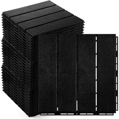 48 Pcs Plastic Interlocking Deck Tiles 12 x 12 Inch Patio Waterproof Outdoor Flooring for Porch