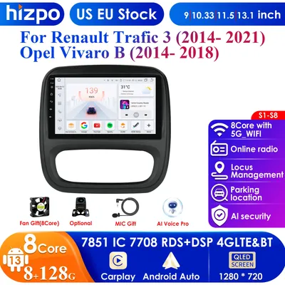 Carplay 4G Android 13 Car Radio for Renault Trafic 3 2014-2021 for Opel Vivaro B 2014-2018