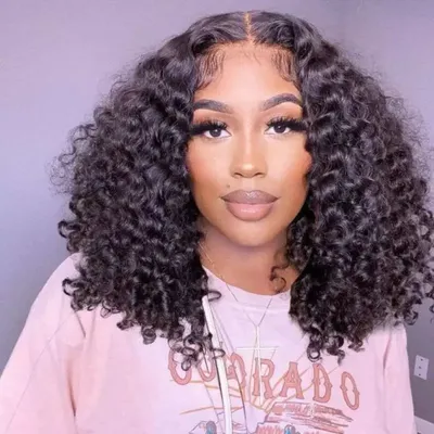 Curly Wigs Human Hair Short Bob 13x4 Transparent Lace Front Deep Wave Glueless 5x5 Closure Wig