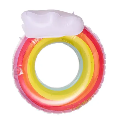 Inflatable Swim Ring Transparent PVC Swimming Float Rainbow Ring Swimming Training Floaties With