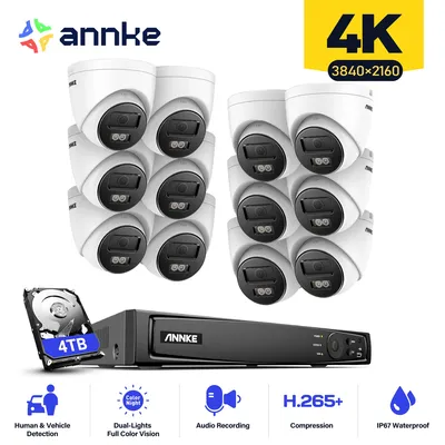 ANNKE 16CH 4K Ultra HD POE Network Video Security System 8MP H.265+ NVR With 12pcs 8MP 30m EXIR